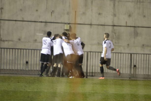 JUST IN TIME: Fisher FC players celebrate Luke Haidarovic's 90th minute clincher v Erith Town